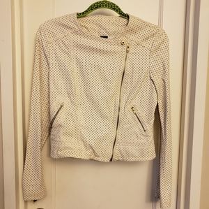 6 by Six Square Perforated Leather Crop Jacket